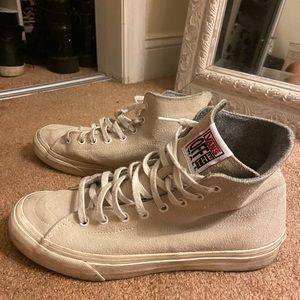 Vans off white suede high top sneakers